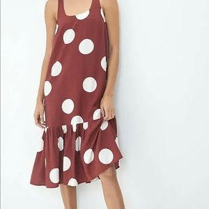 Anthropology Michaela Flounced Polka Dot Maxi Dress